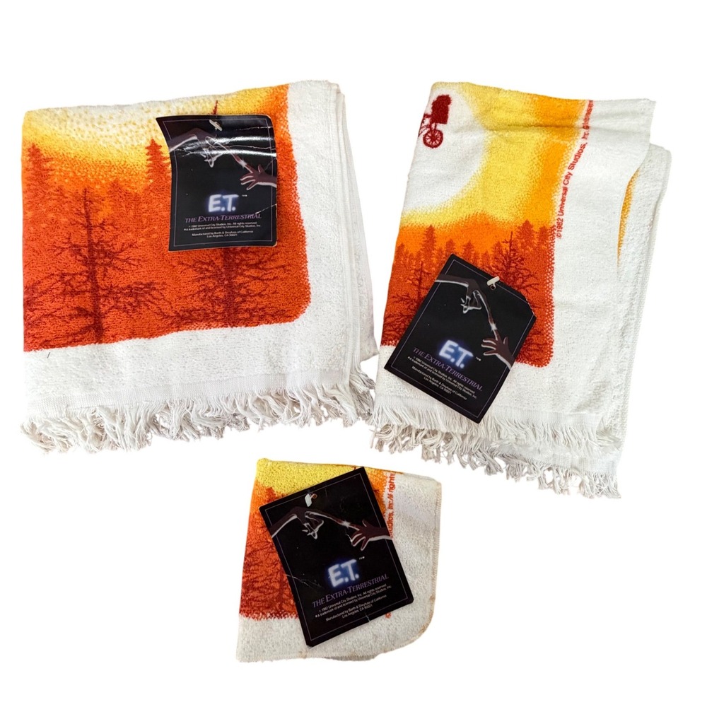 Vtg 1982 ET The Extra-Terrestrial Towel Set 3pc Barth & Dreyfuss NWT USA E.T.